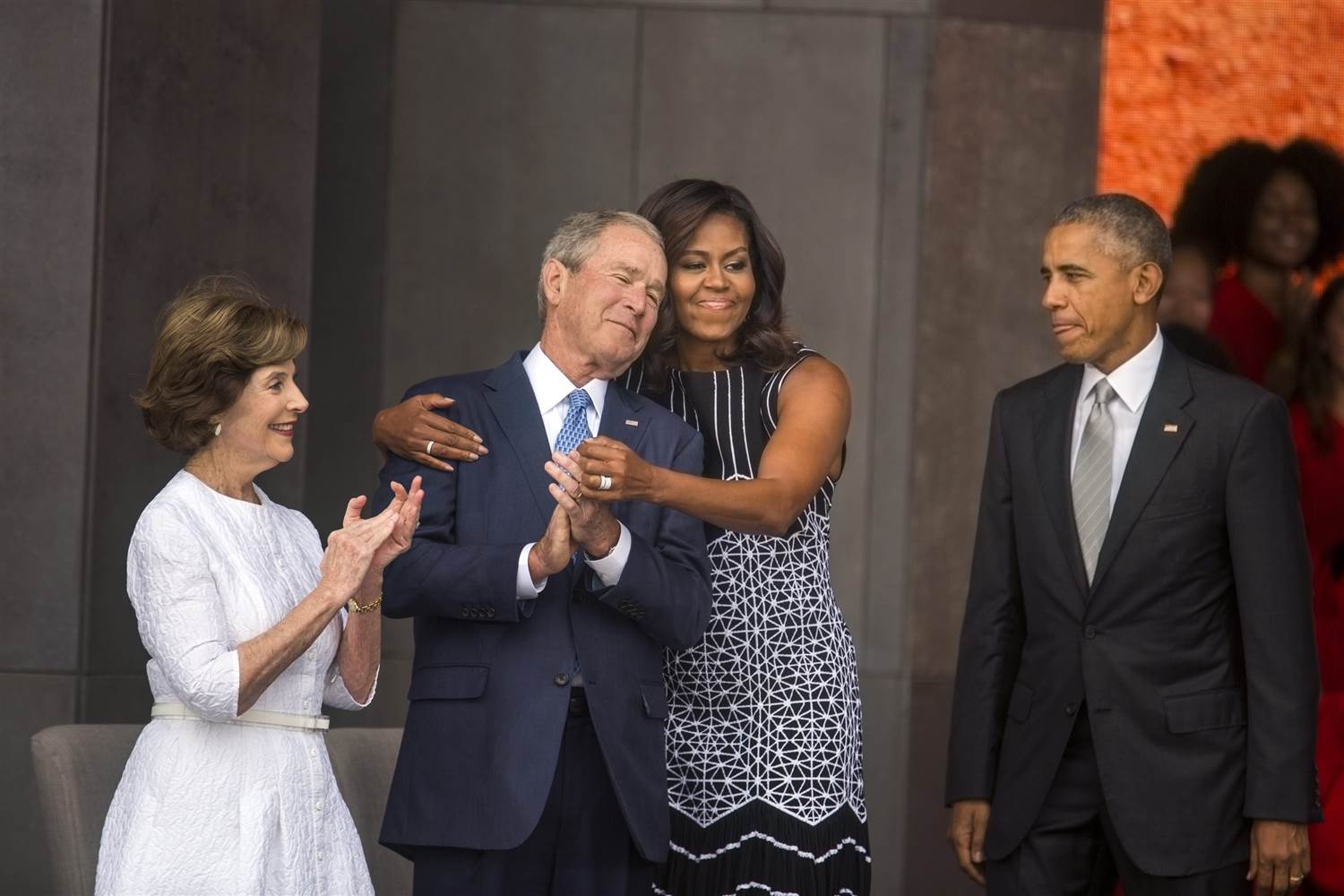 Bushes-Barack-Michelle