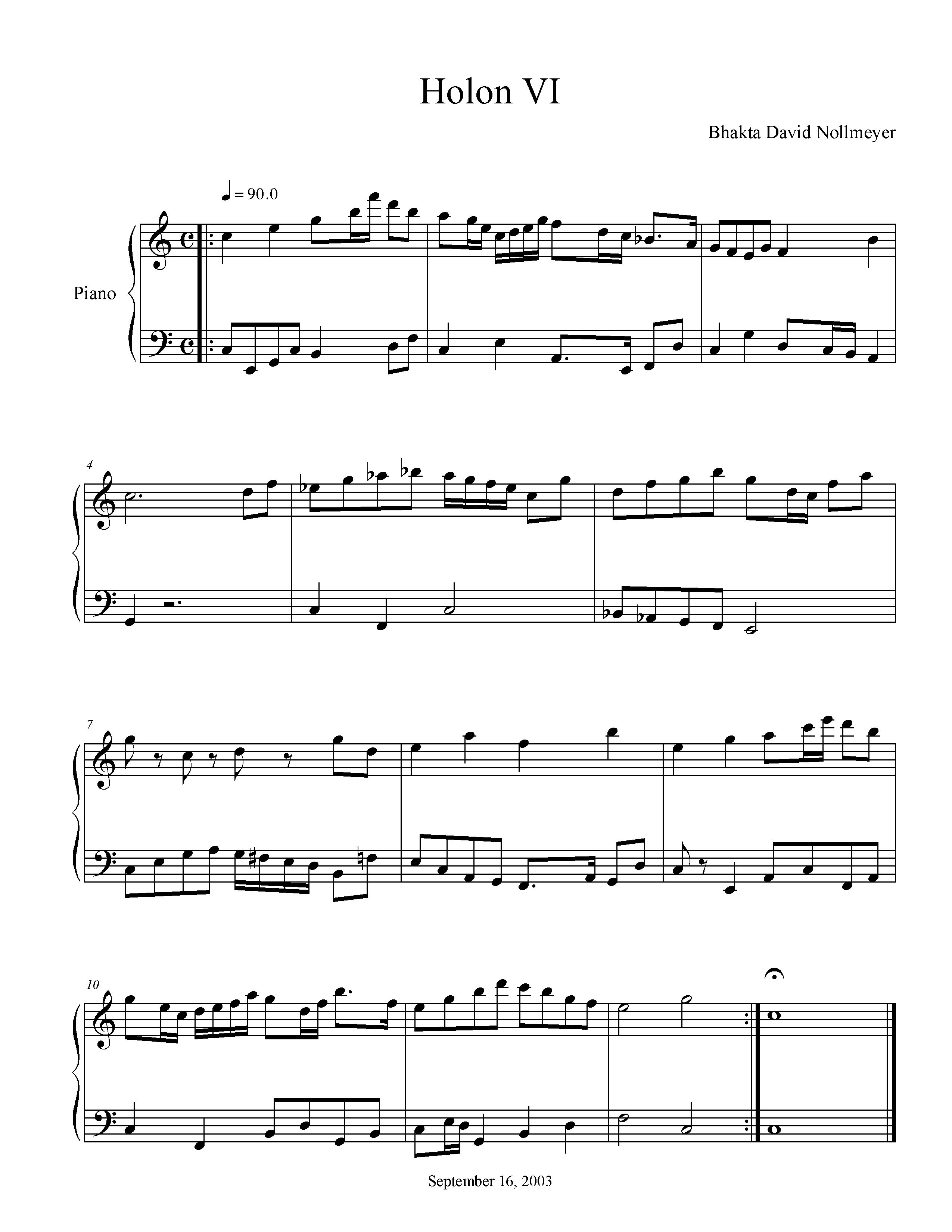 Holon VI is an easy contrapuntal piece with a light rubato feel.